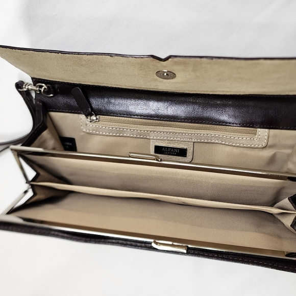 Alfani Brown Genuine Leather Clutch Wristlet Wallet Minimalist Carolyn Core 90s - Picture 4 of 12